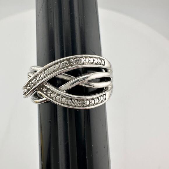 Beautiful Braided Strands Ring with Diamond Accent Size 7 - Picture 11 of 16